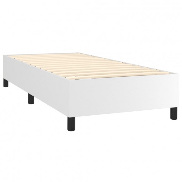 Cadre de lit matelas LED Blanc 90x190cm Similicuir