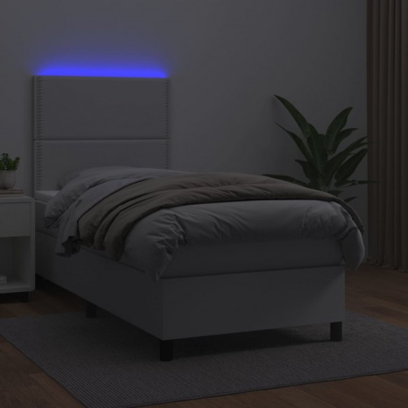 Sommier à lattes de lit avec matelas et LED Blanc 90x200 cm