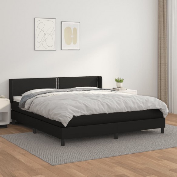 Cadre de lit avec matelas Noir 180x200 cm Similicuir