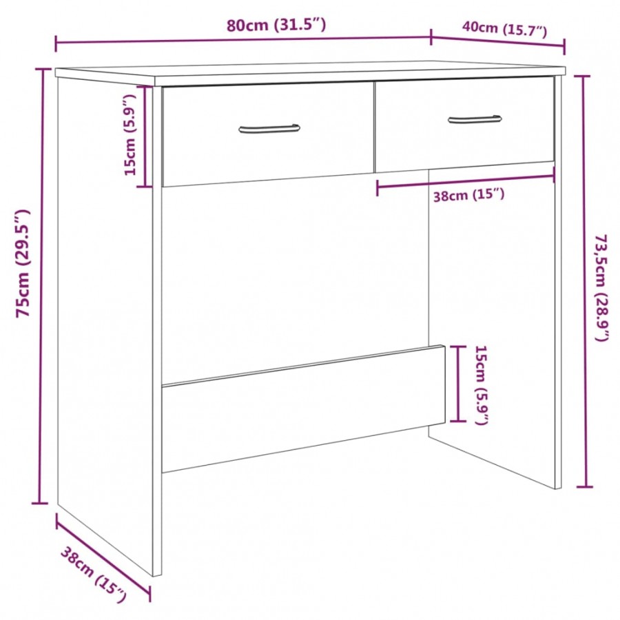 Bureau Sonoma gris 80x40x75 cm 