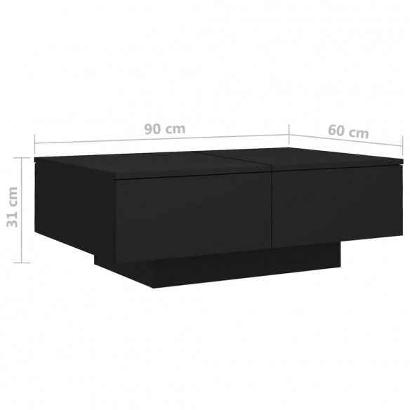 Table basse Noir 90x60x31 cm Aggloméré