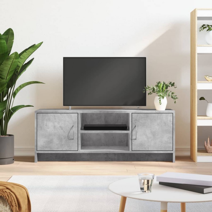 Meuble TV gris béton 102x30x37,5 cm bois d'ingénierie