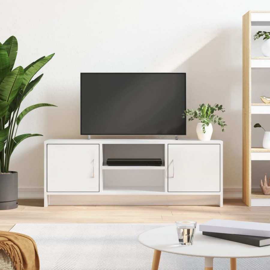 Meuble TV blanc brillant 102x30x37,5 cm bois d'ingénierie