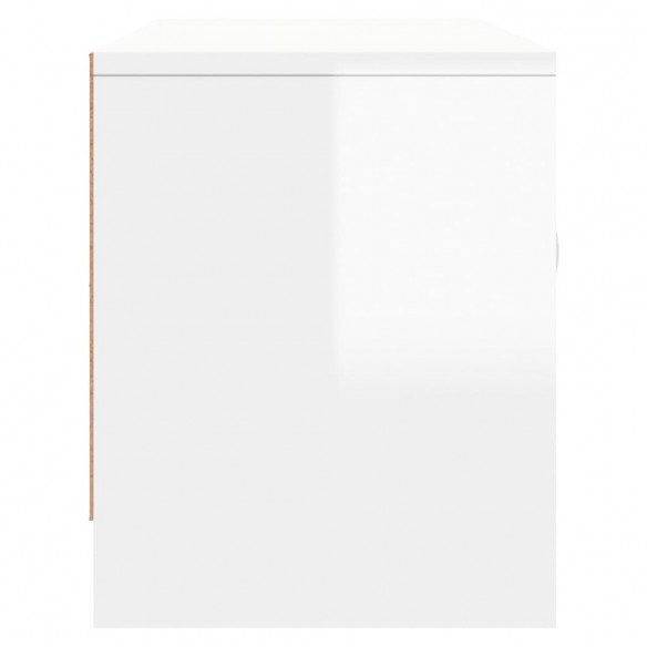 Meuble TV blanc brillant 102x30x37,5 cm bois d'ingénierie