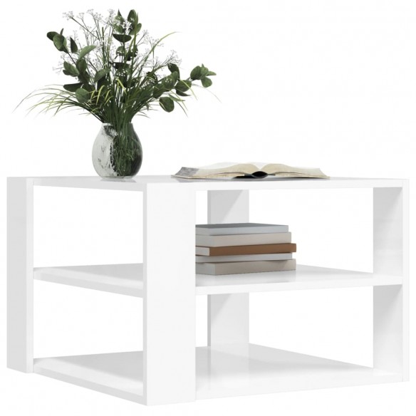 Table basse blanc brillant 59,5x59,5x40 cm bois d'ingénierie