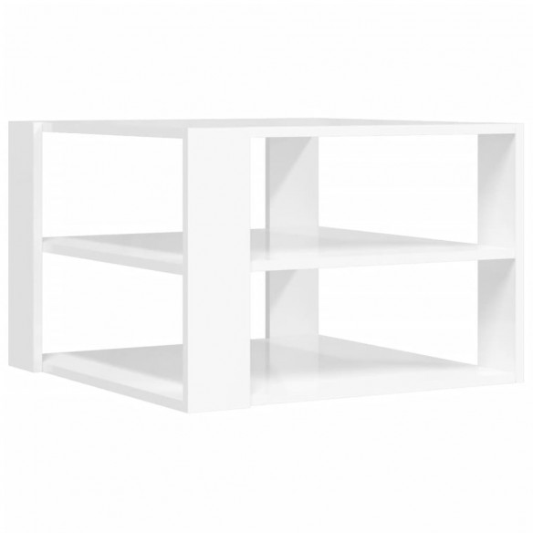 Table basse blanc brillant 59,5x59,5x40 cm bois d'ingénierie