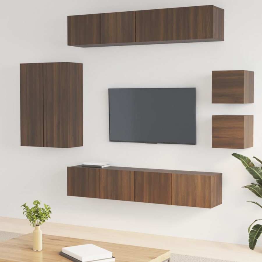 Ensemble de meubles TV 8 pcs Chêne marron Bois d'ingénierie