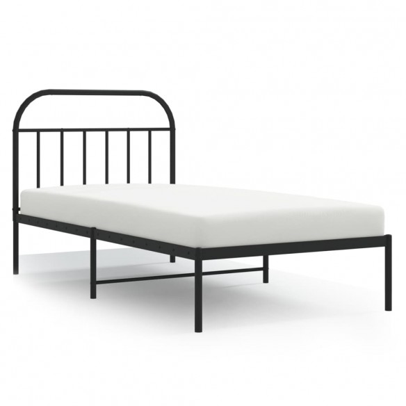 Cadre de lit métal avec tête de lit noir 107x203 cm