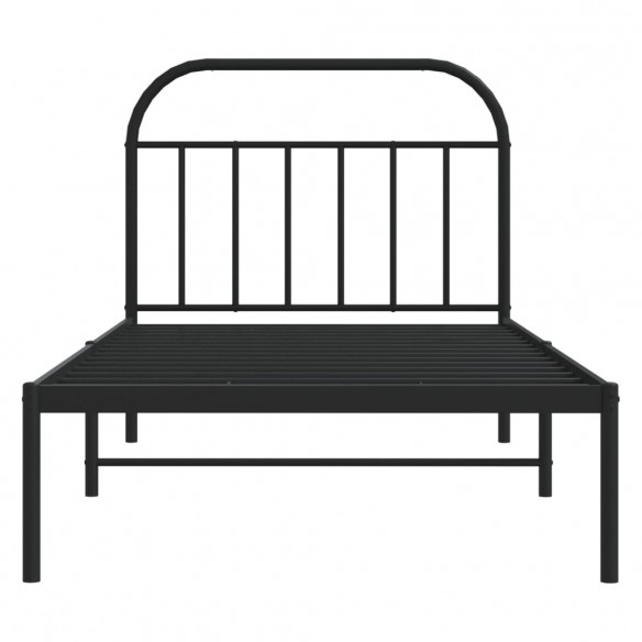 Cadre de lit métal avec tête de lit noir 107x203 cm
