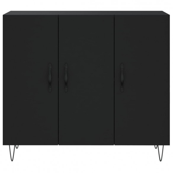 Buffet noir 90x34x80 cm bois d'ingénierie