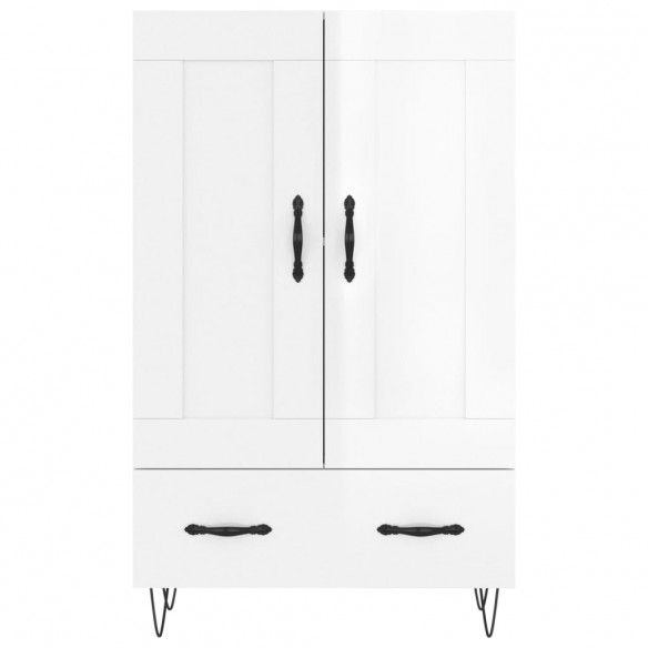 Buffet haut blanc brillant 69,5x31x115 cm bois d'ingénierie