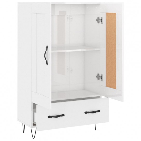 Buffet haut blanc brillant 69,5x31x115 cm bois d'ingénierie