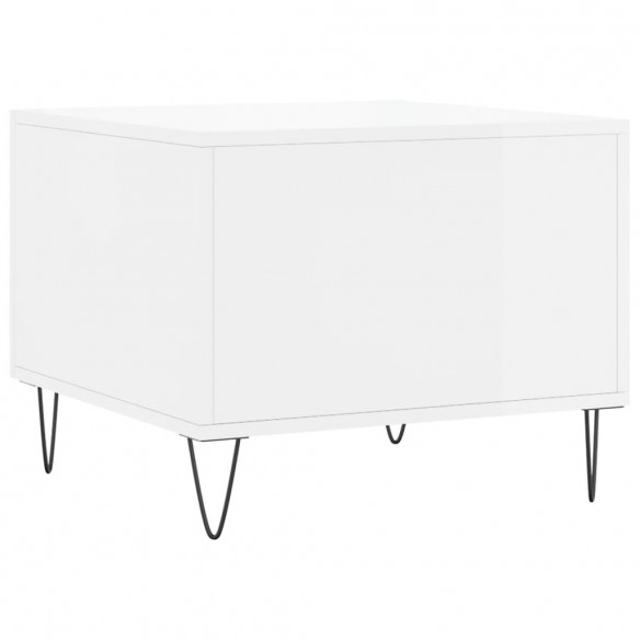Table basse blanc brillant 50x50x40 cm bois d'ingénierie