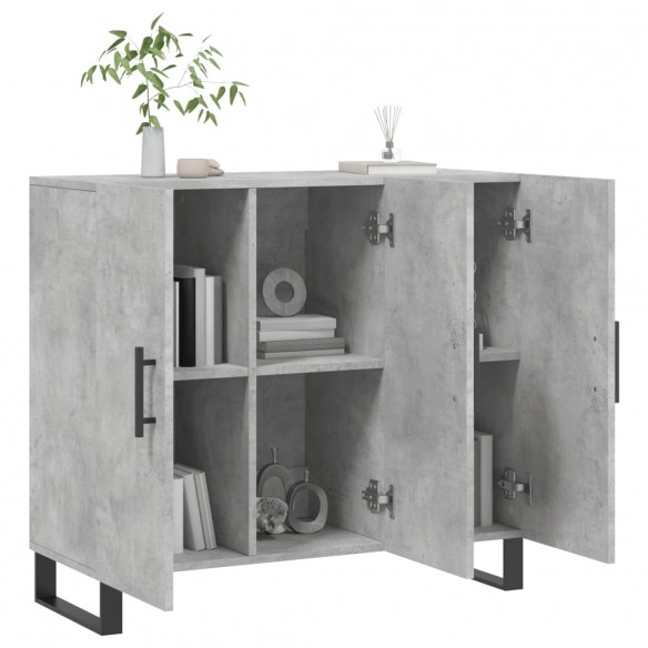 Buffet gris béton 90x34x80 cm bois d'ingénierie