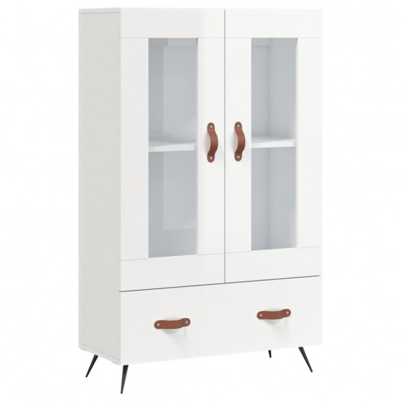 Buffet haut blanc brillant 69,5x31x115 cm bois d'ingénierie