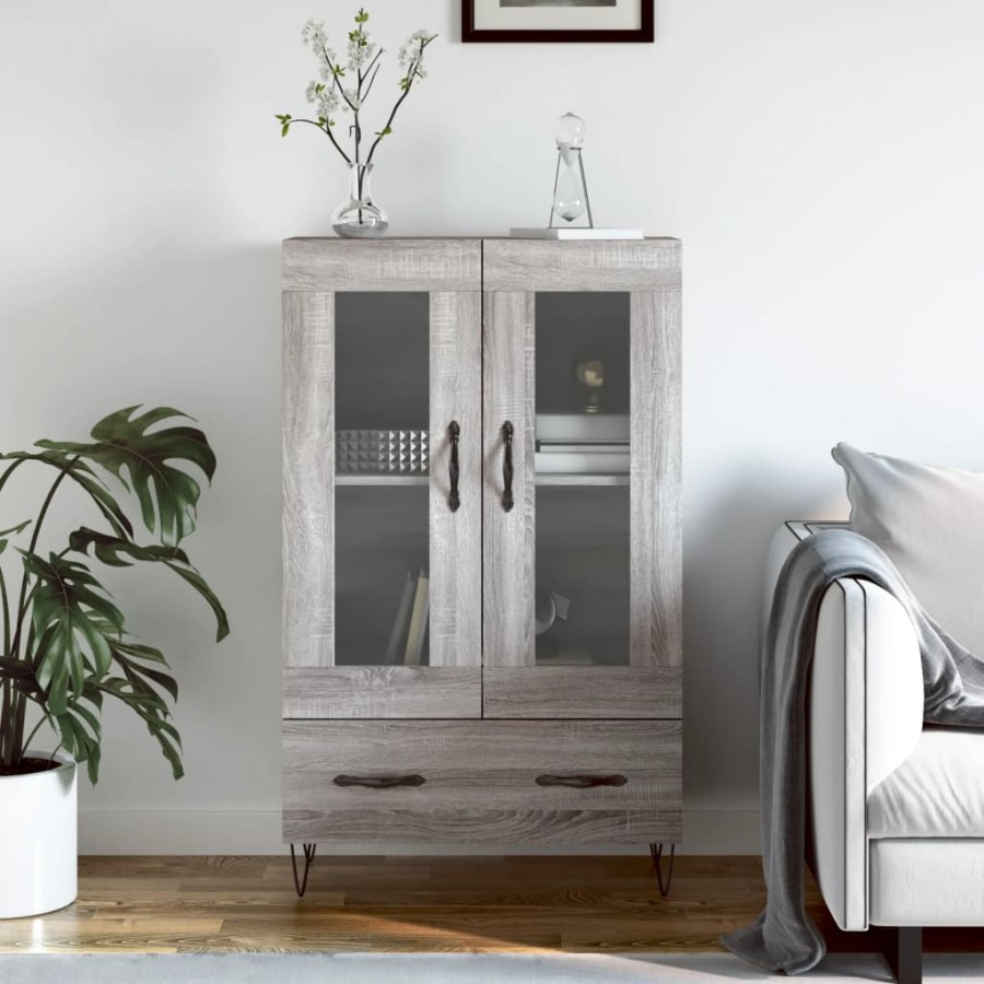 Buffet haut sonoma gris 69,5x31x115 cm bois d'ingénierie