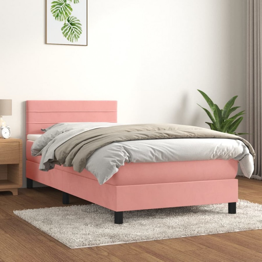 Sommier à lattes de lit avec matelas Rose 90x190 cm Velours