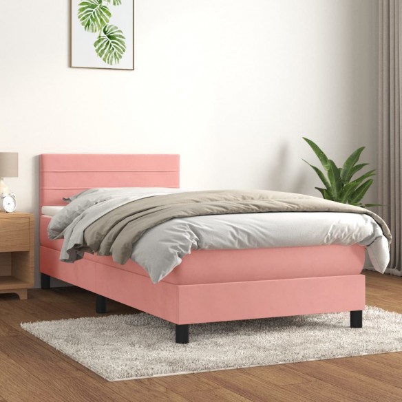 Sommier à lattes de lit avec matelas Rose 90x190 cm Velours