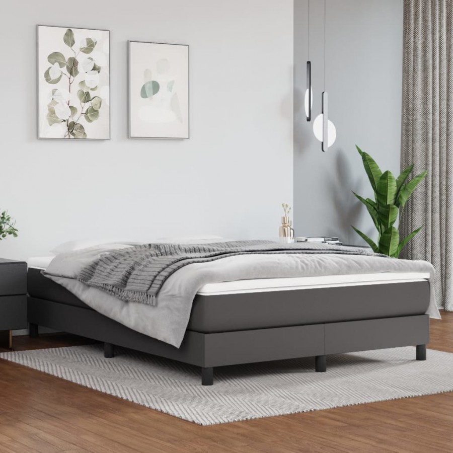 Cadre de lit avec matelas Gris 140x200 cm Similicuir