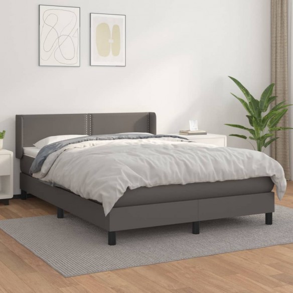 Cadre de lit avec matelas Gris 140x200 cm Similicuir