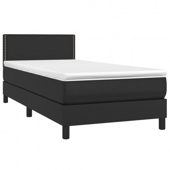 Cadre de lit et matelas LED Noir 90x190cm Similicuir