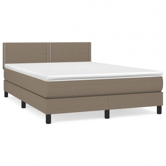 Cadre de lit avec matelas Taupe 140x190 cm Tissu