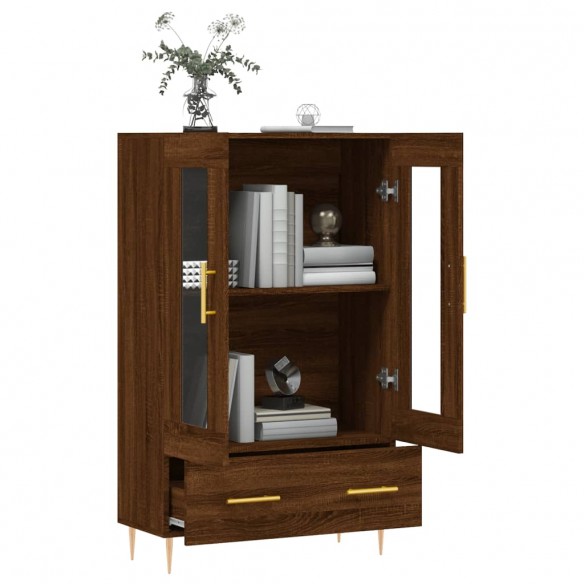 Buffet haut chêne marron 69,5x31x115 cm bois d'ingénierie