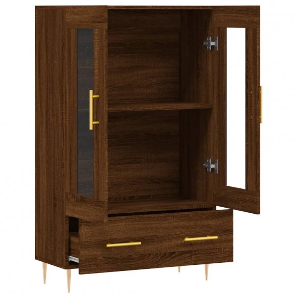 Buffet haut chêne marron 69,5x31x115 cm bois d'ingénierie