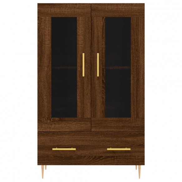 Buffet haut chêne marron 69,5x31x115 cm bois d'ingénierie