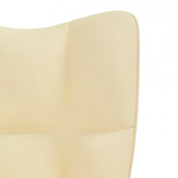 Chaise à bascule avec repose-pied Blanc crème Velours