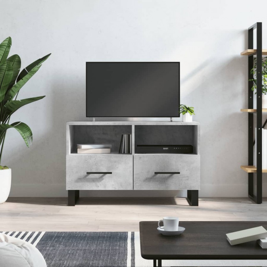 Meuble TV Gris béton 80x36x50 cm Bois d'ingénierie