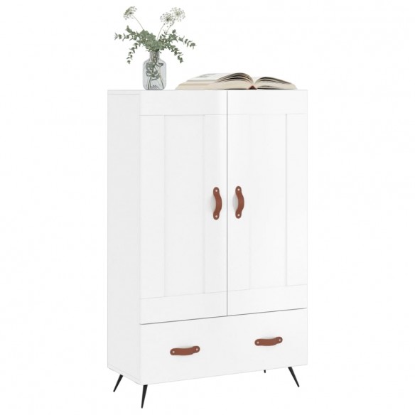 Buffet haut blanc brillant 69,5x31x115 cm bois d'ingénierie