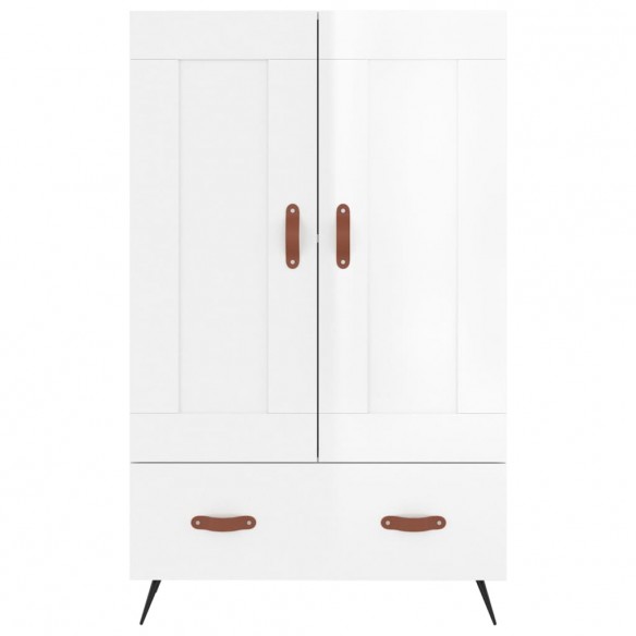 Buffet haut blanc brillant 69,5x31x115 cm bois d'ingénierie