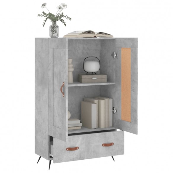 Buffet haut gris béton 69,5x31x115 cm bois d'ingénierie