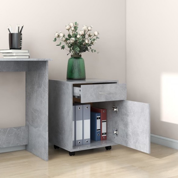 Armoire à roulettes Gris béton 45x38x54 cm Aggloméré