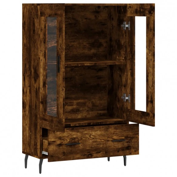 Buffet haut chêne fumé 69,5x31x115 cm bois d'ingénierie