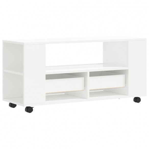 Meuble TV blanc brillant 102x34,5x43 cm bois d'ingénierie