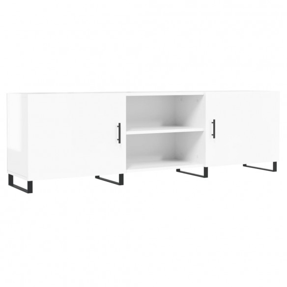 Meuble TV blanc brillant 150x30x50 cm bois d'ingénierie