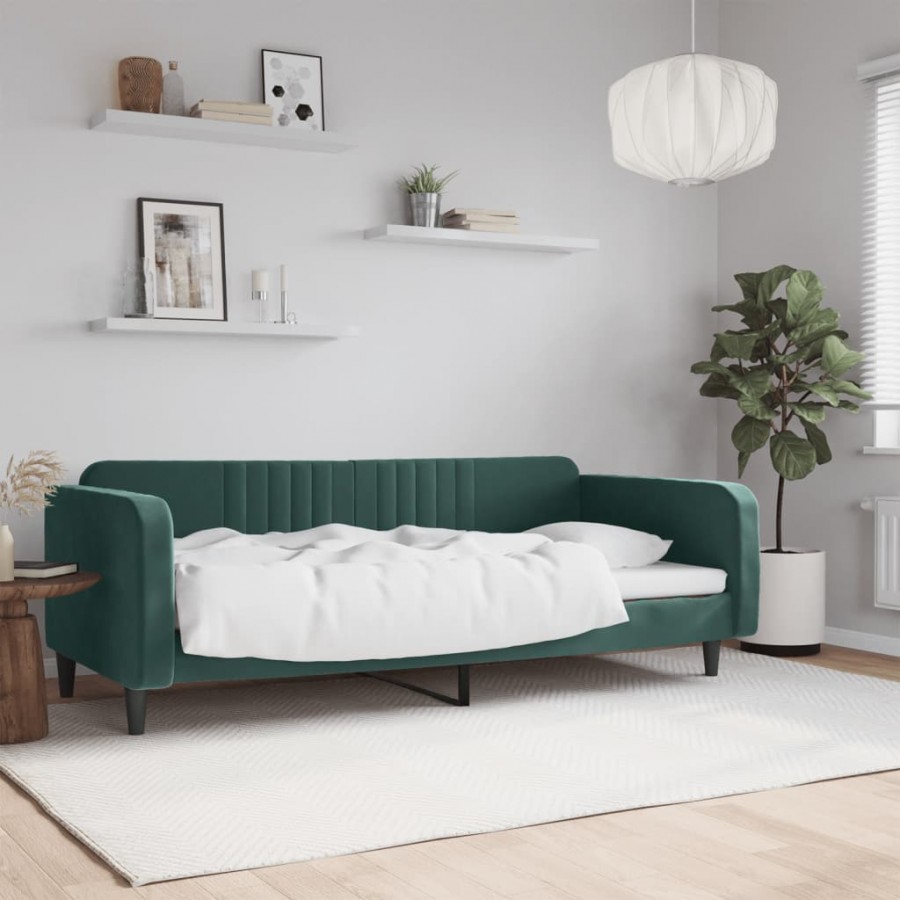 Lit de repos vert foncé 90x200 cm velours