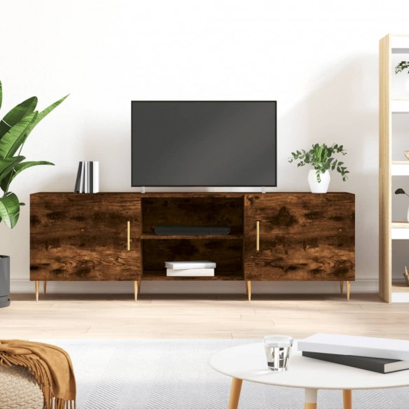 Meuble TV chêne fumé 150x30x50 cm bois d'ingénierie