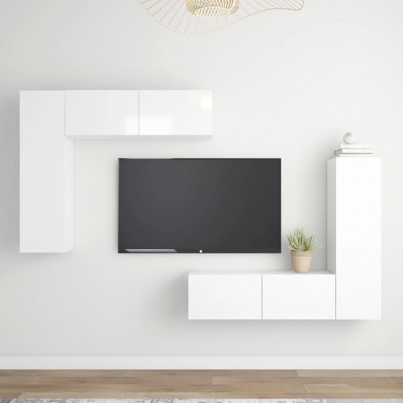 Ensemble de meubles TV 4 pcs Blanc brillant Aggloméré