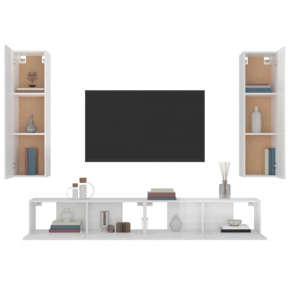 Ensemble de meubles TV 4 pcs Blanc brillant Bois d'ingénierie