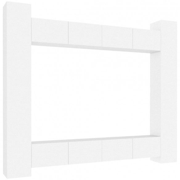 Ensemble de meubles TV 8 pcs Blanc Bois d'ingénierie