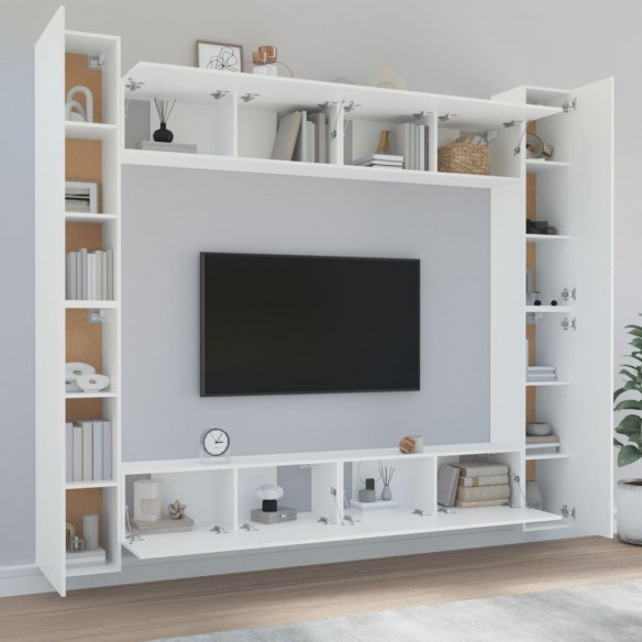 Ensemble de meubles TV 8 pcs Blanc Bois d'ingénierie