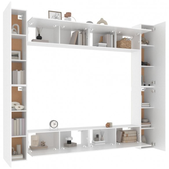 Ensemble de meubles TV 8 pcs Blanc Bois d'ingénierie