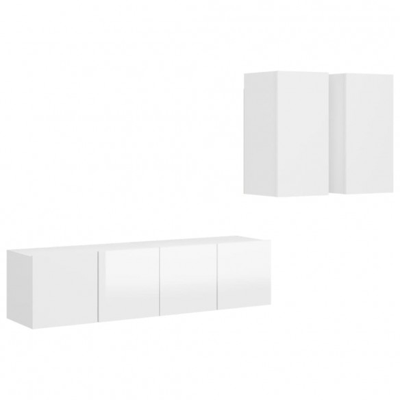 Ensemble de meuble TV 4 pcs Blanc brillant Aggloméré