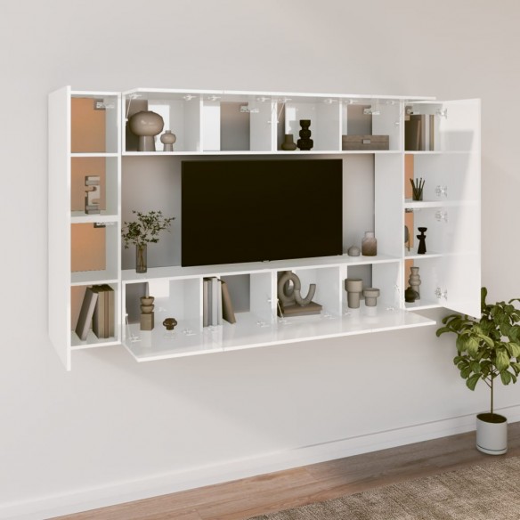 Ensemble de meubles TV 8 pcs Blanc brillant Bois d'ingénierie