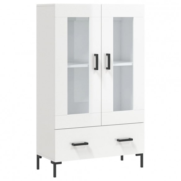 Buffet haut blanc brillant 69,5x31x115 cm bois d'ingénierie