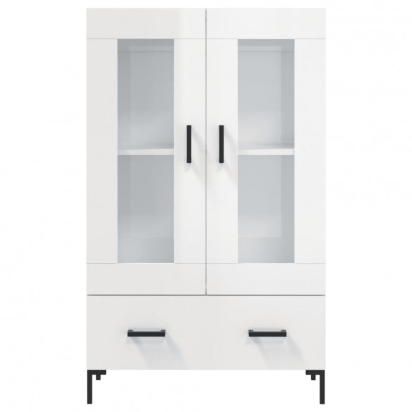 Buffet haut blanc brillant 69,5x31x115 cm bois d'ingénierie