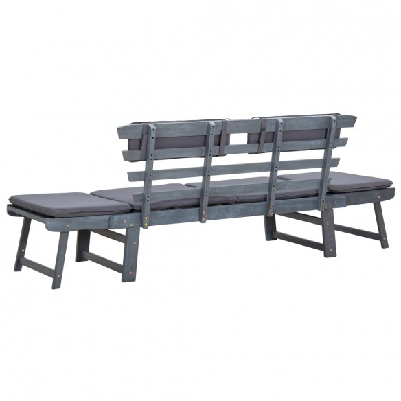 Banc de jardin avec coussins 2-en-1 190 cm Gris Bois d'acacia